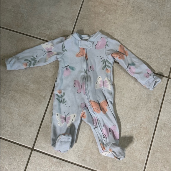 Carter's Butterfly Print Footie - Blue and Orange - Picture 1 of 2